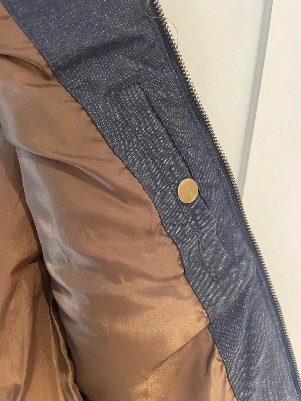 H&M Men’s Quilted Navy/Caramel Puffer Vest Size 38R(medium)